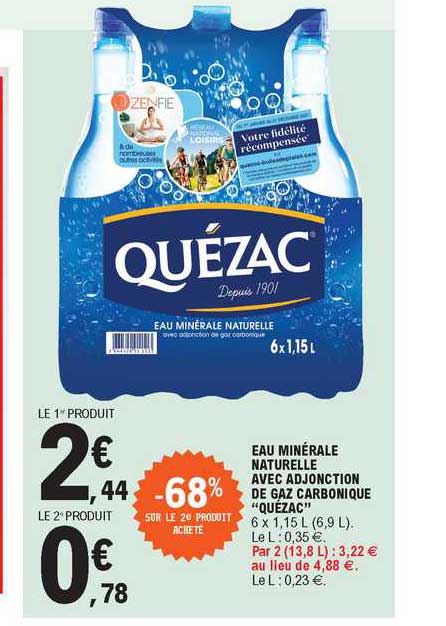Eau Minérale Naturelle Avec Adjonction De Gaz Carbonique "quézac"