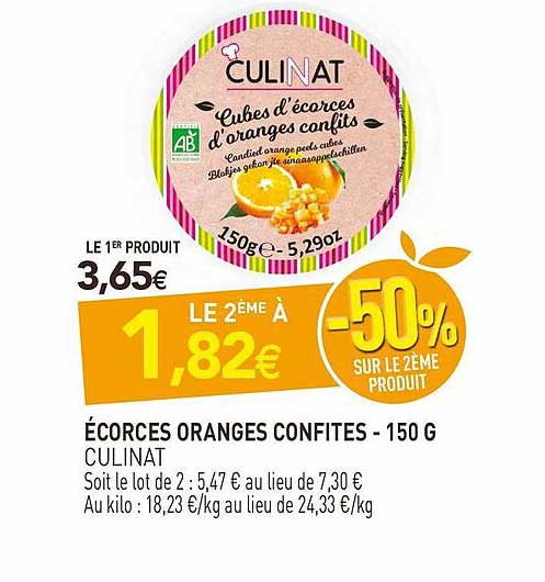 écorces oranges confites - 150 g culinat
