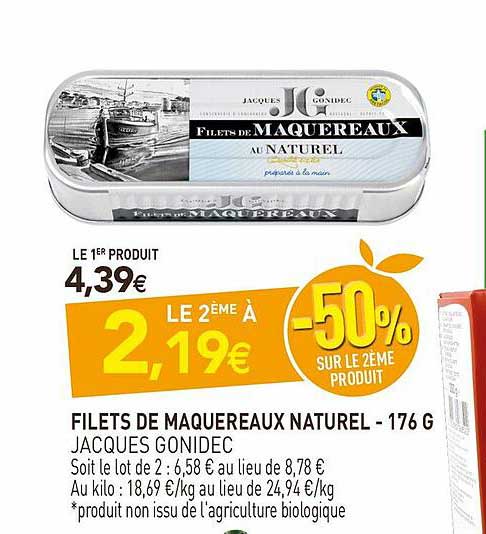 filets de maquereaux naturel - 176 g jacques gonidec