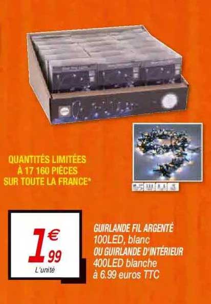 guirlande fil argenté 100led, blanc ou guirlande d'intérieur 400led blanche