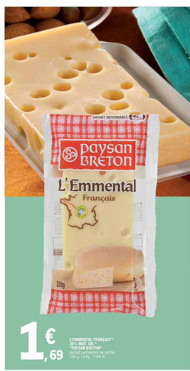 l'emmental français 29% mat. gr. "paysan breton"
