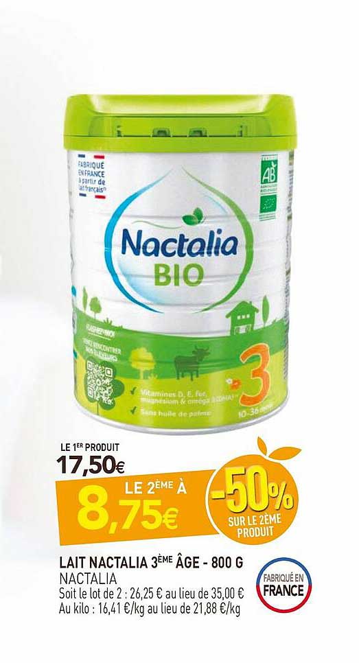 lait nactalia 3ème âge - 800 g nactalia