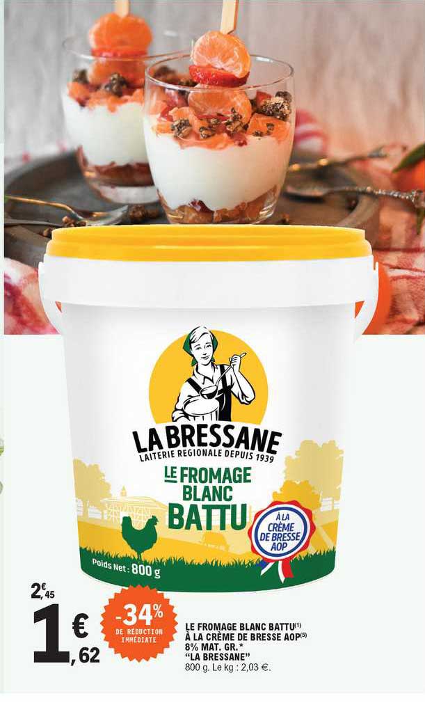 le fromage blanc battu à la crème de bresse aop 8% mat. gr. "la bressane"