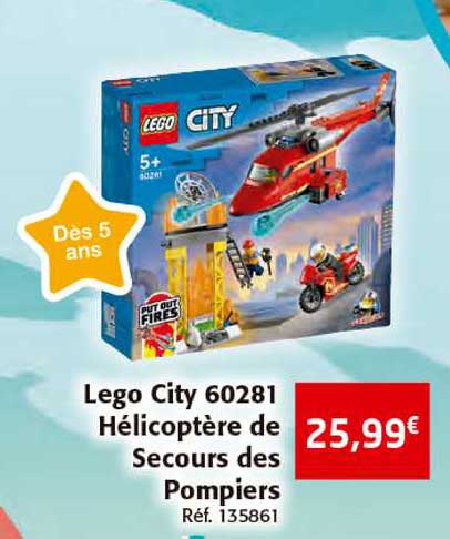 Lego City 60281 Hélicoptère De Secours Des Pompiers