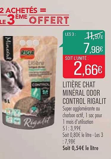 litière chat minéral odor control rigalit
