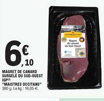 magret de canard surgelé du sud-ouest igp "maistres occitans"