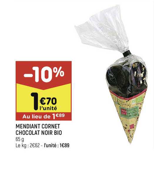 mendiant cornet chocolat noir bio