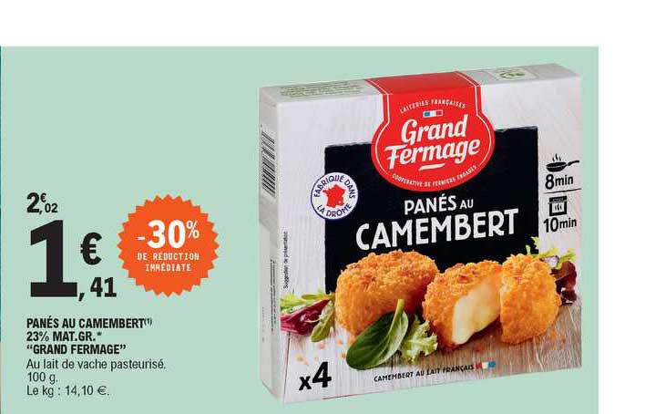 panés au camembert 23% mat. gr. "gand fermage"