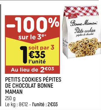 petits cookies pépites de chocolat bonne maman