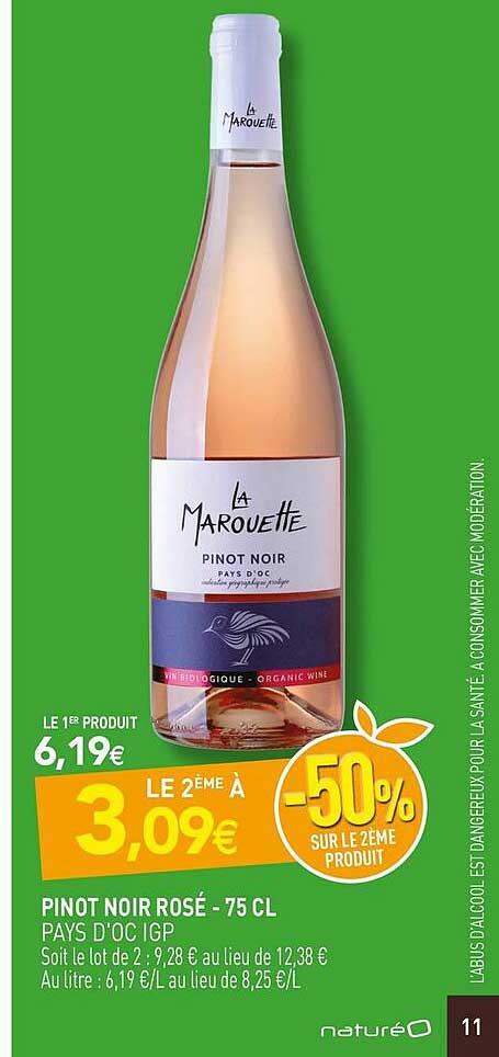 pinot noir rosé - 75 cl pays d'oc igp