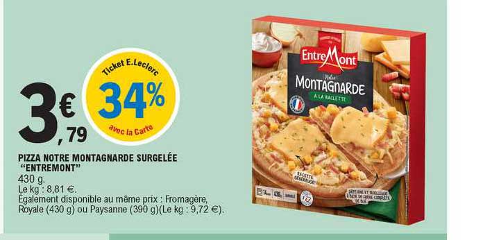 pizza notre montagnarde surgelée "entremont"