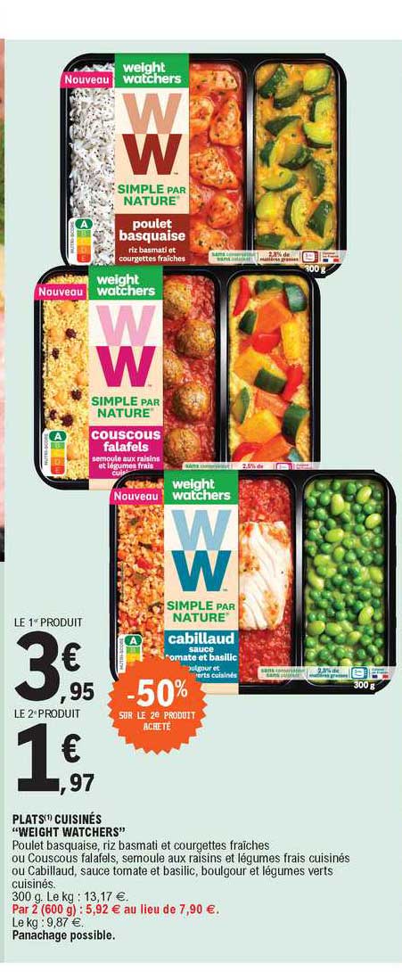 plats cuisinés "weight watchers"