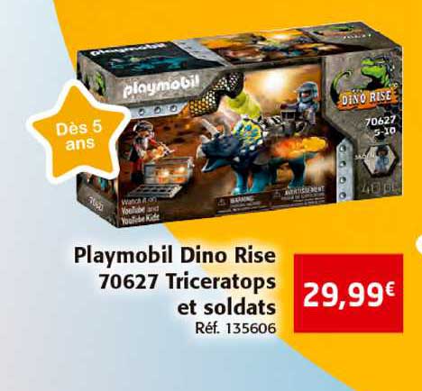 playmobil dino rise 70627 triceratops et soldats
