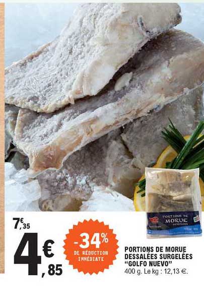 portions de morue dessalées surgelées "golfo nuevo"