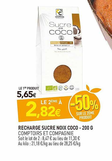 recharge sucré noix coco - 200 g comptoirs et compagnie
