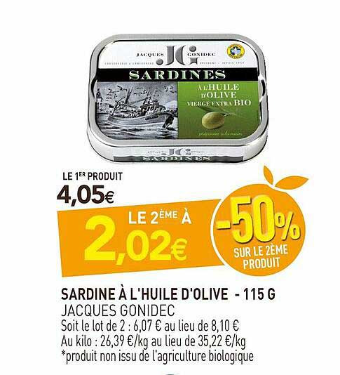 sardine à l'huile d'olive - 115 g jacques gonidec