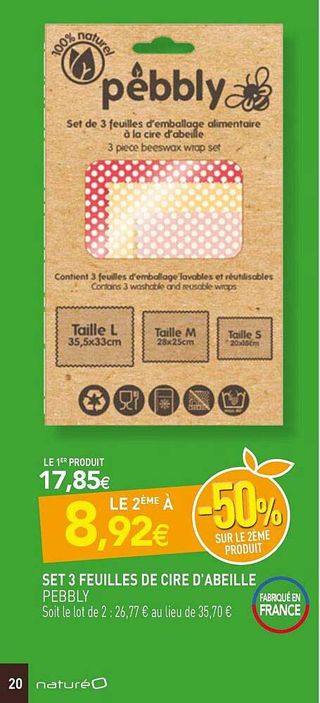 set 3 feuilles de cire d'abeille pebbly