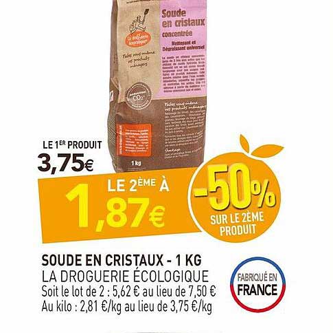 soude en cristaux - 1 kg la droguerie écologique