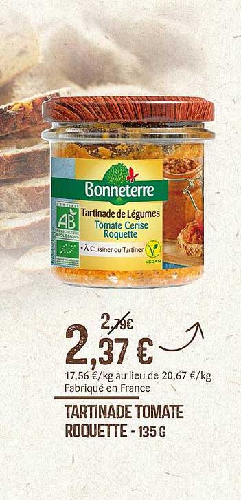 tartinade tomate roquette - 135g