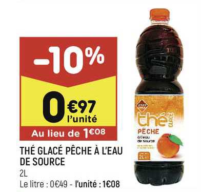 thé glacé pêche à l'eau de source