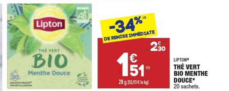 Thé Vert Bio Menthe Douce Lipton®