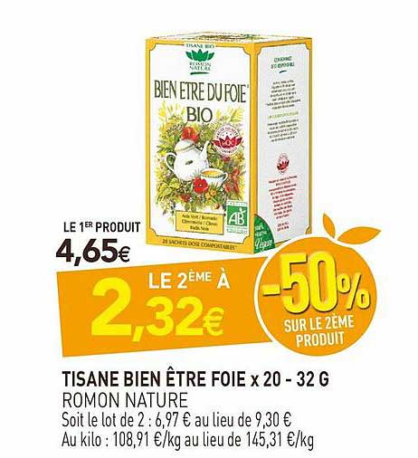 tisane bien être foie x20 - 32 g romon nature