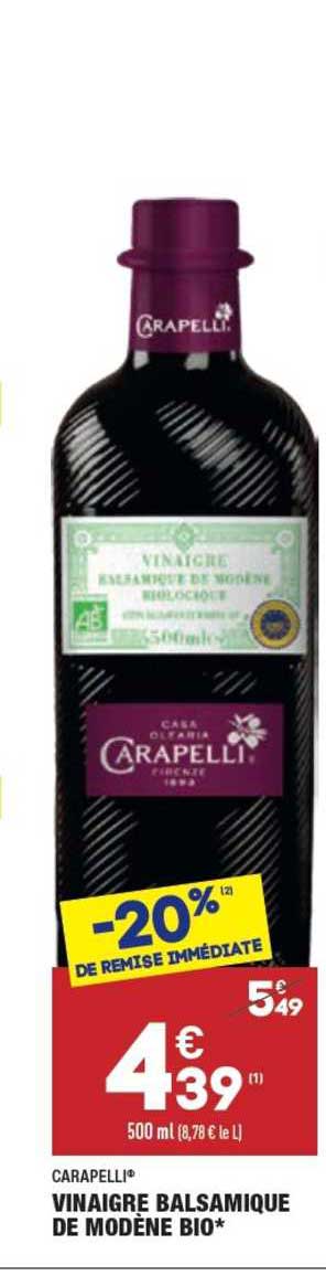 Vinaigre Balsamique De Modène Bio Carapelli
