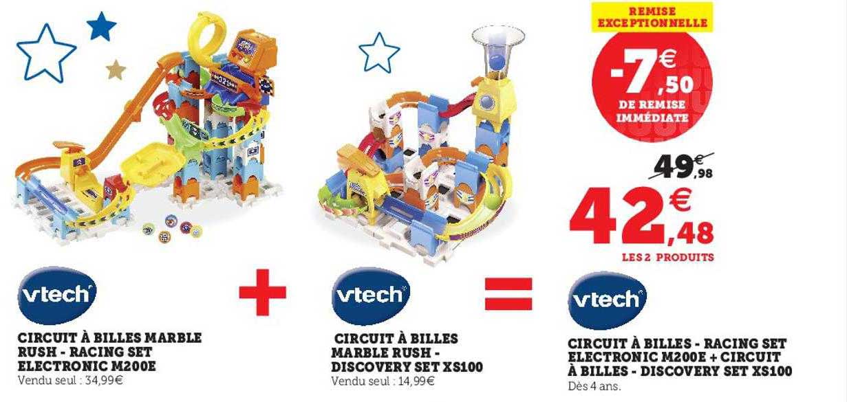 circuit à billes marble rush - racing set életronic m200e vtech, circuit à billes marble rush - discovery set xs100 vtech