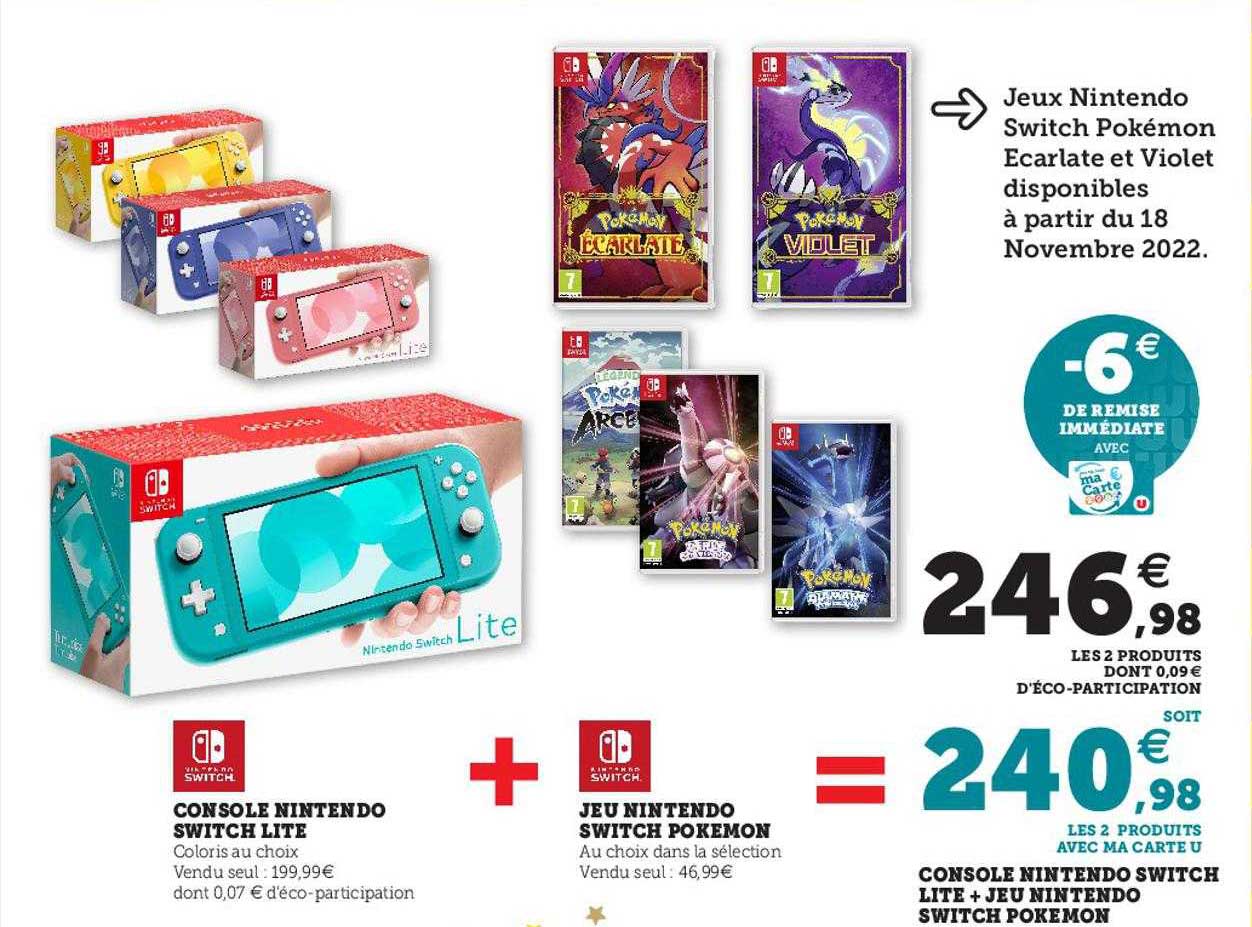 Console Nintendo Switch Lite, Jeu Nintendo Switch Pokémon