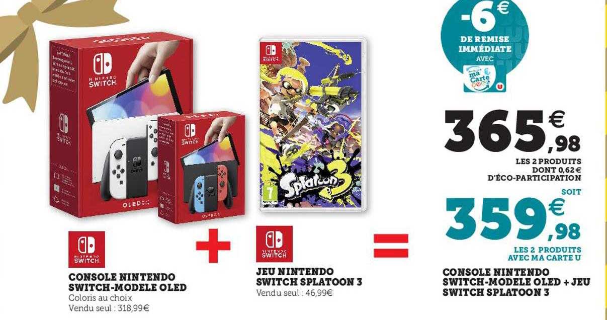 console nintendo switch-modèle oled, jeu nintendo switch splatoon 3