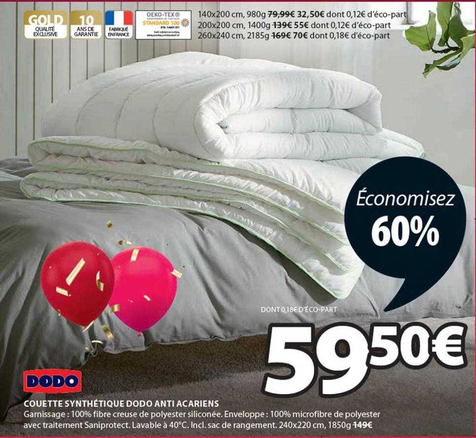 couette synthétique dodo anti acariens