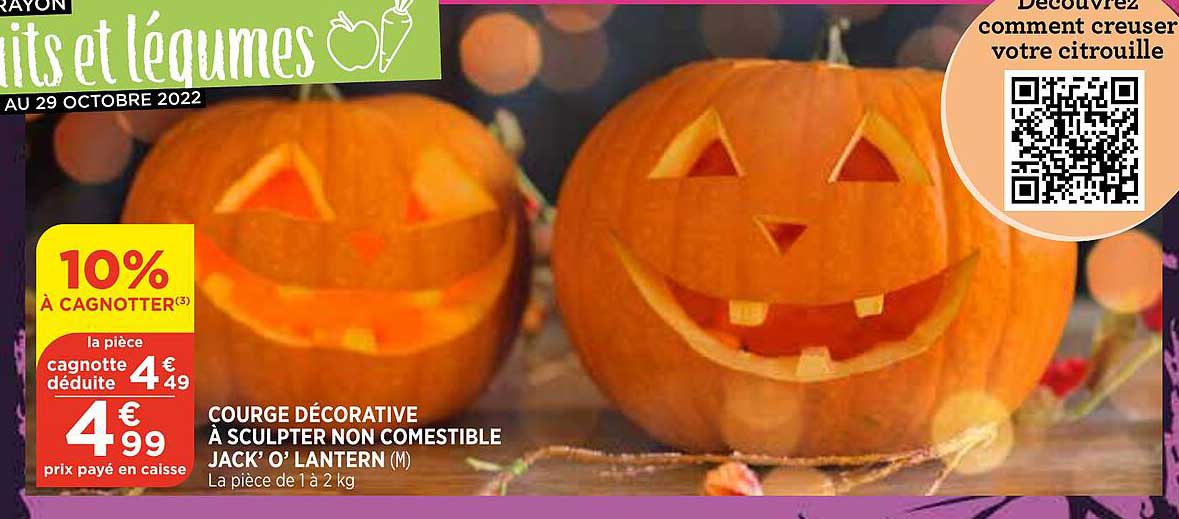 courge décorative à sculpter non comestible jack' o' lantern