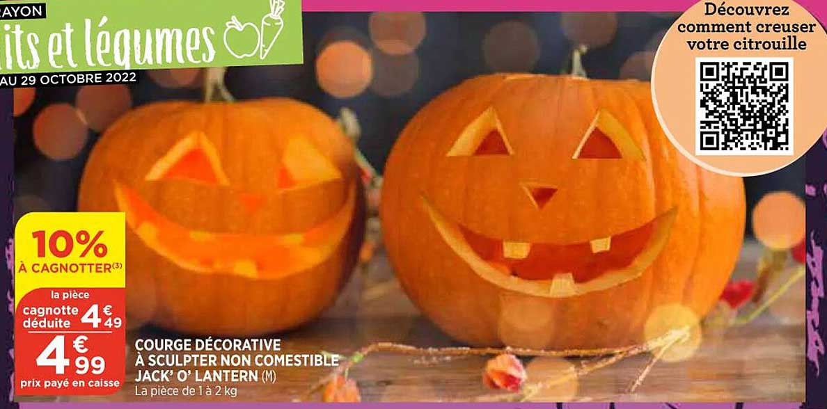 courge décorative à sculpter non comestible jack' o'lantern