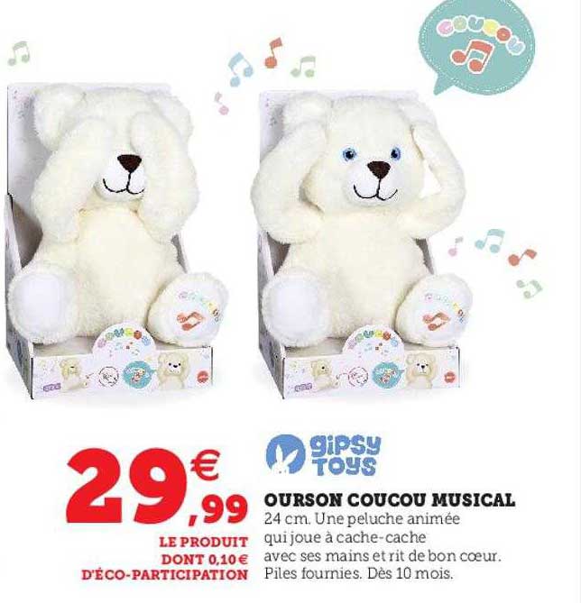 ourson coucou musical gipsy toys