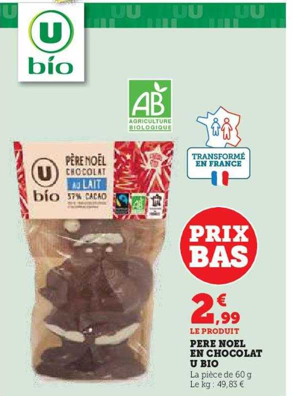 père noël en chocolat u bio