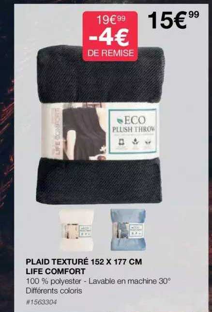 plaid texturé 152 x 177 cm life comfort