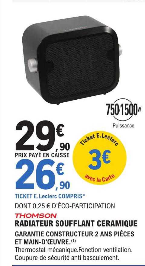 Radiateur Soufflant Céramique Thomson