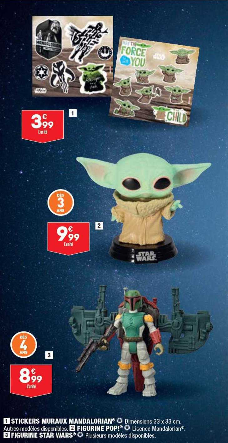 stickers mureaux mandalorian, figurine pop!, figurine star wars