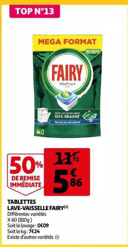 tablettes lave-vaisselle fairy