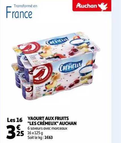 Yaourt Aux Fruits "les Crémeux" Auchan