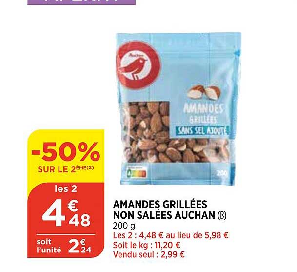 amandes grillées non salées auchan
