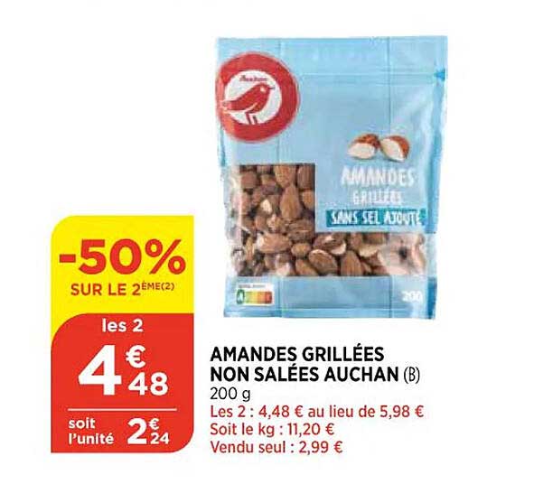 amandes grillées non salées auchan
