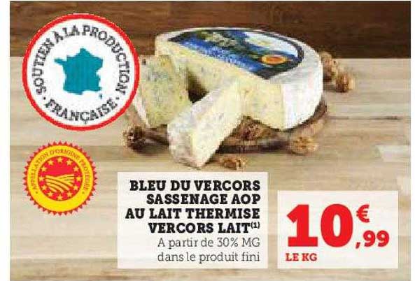 bleu du vercors sassenage aop au lait thérmisé vercors lait