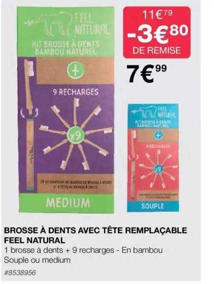 brosse à dents avec tête remplaçable feel natural