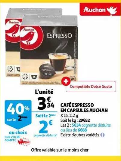 Café Espresso En Capsules Auchan