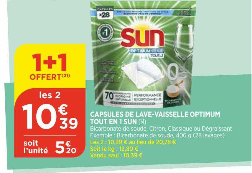 Capsules De Lave-vaisselle Optimum Tout En 1 Sun