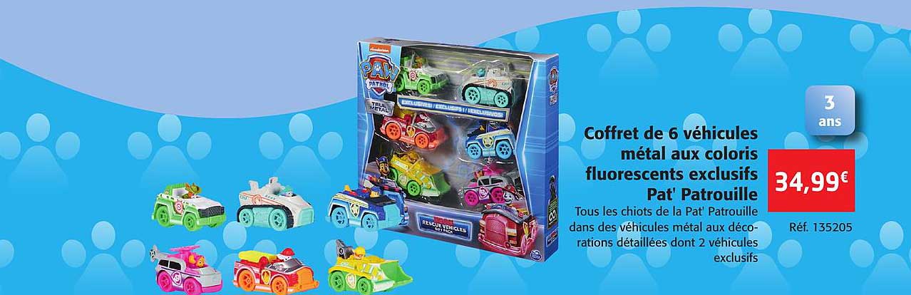 coffret de 6 véhicules métal aux coloris fluorescents exclusifs pat'patrouille