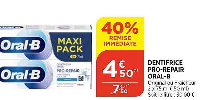 dentifrice pro-repair oral-b