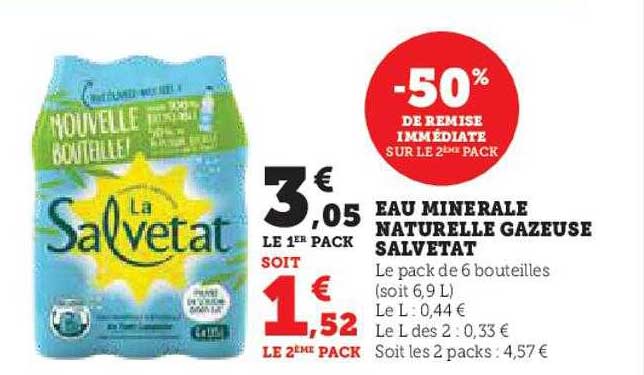 Eau Minérale Naturelle Gazeuse Salvetat