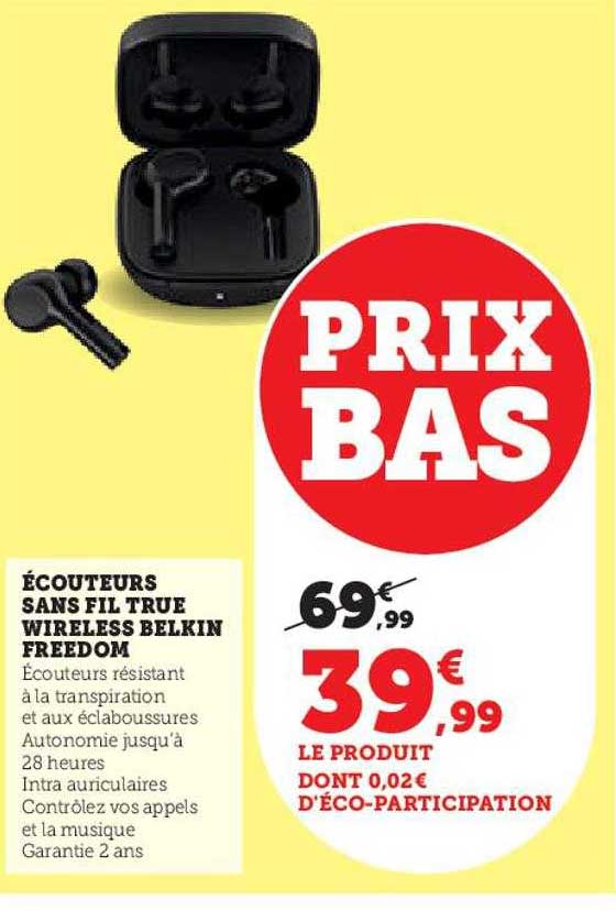 écouteurs sans fil true wireless belkin freedom